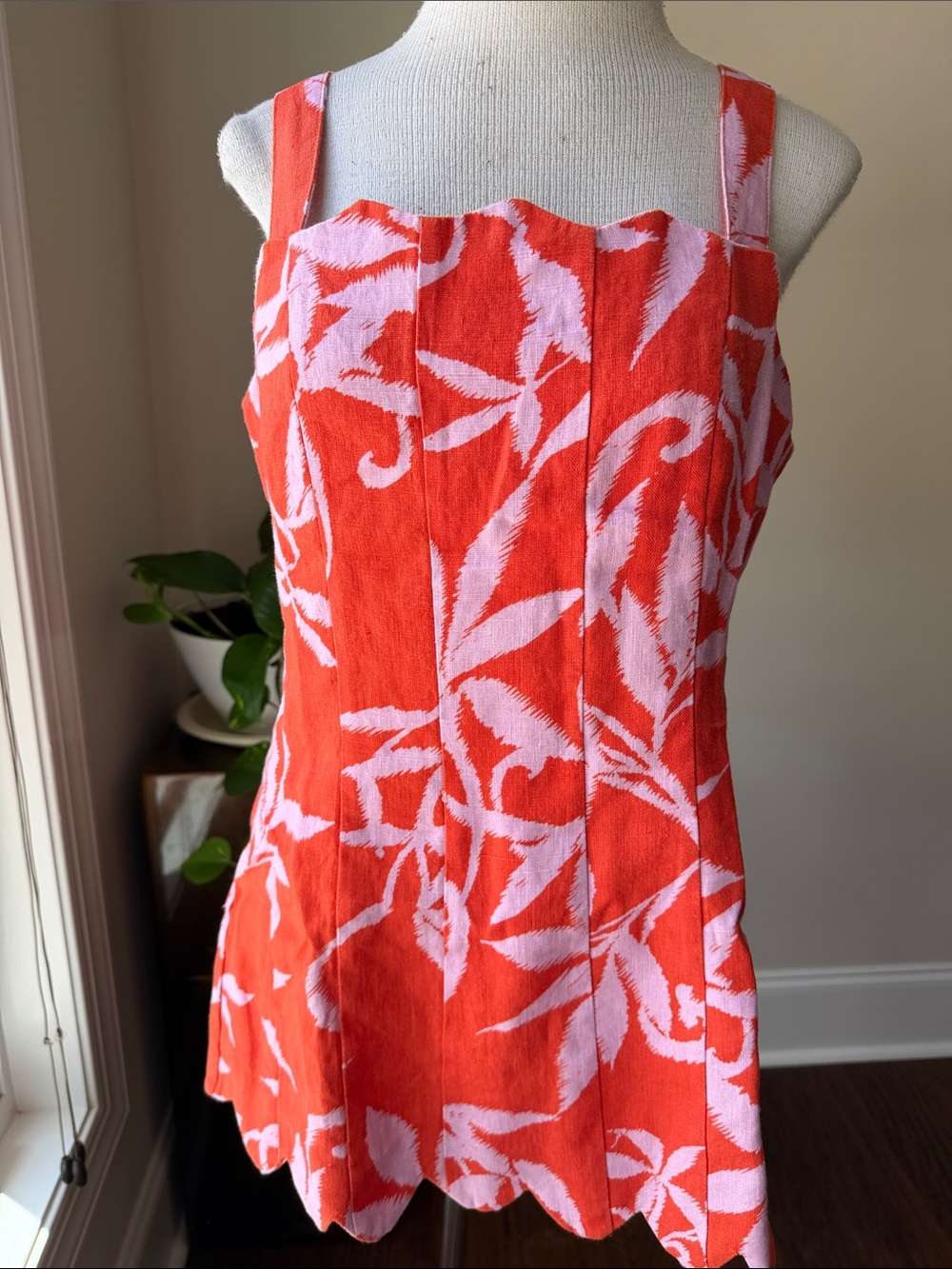 Tyler Boe Coral & White Floral Square-Neck Camisole